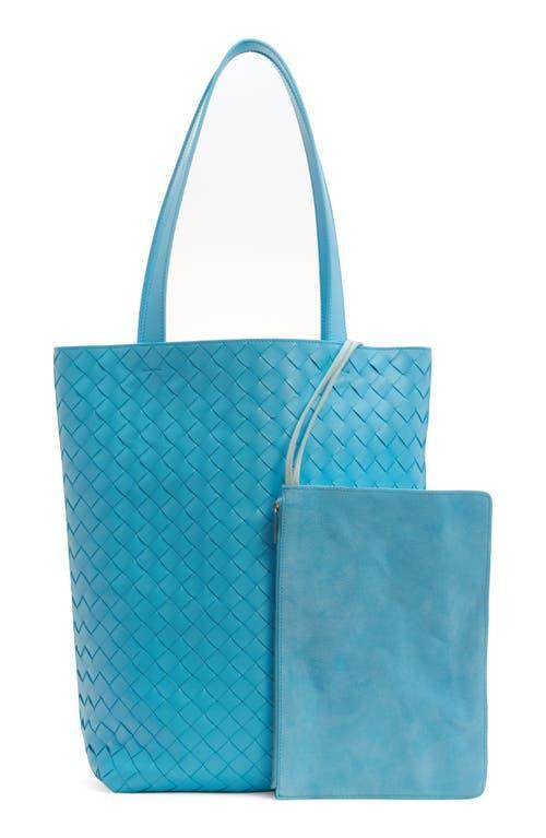 BOTTEGA VENETA Small Intrecciato Leather Tote Bag In Blue Product Image