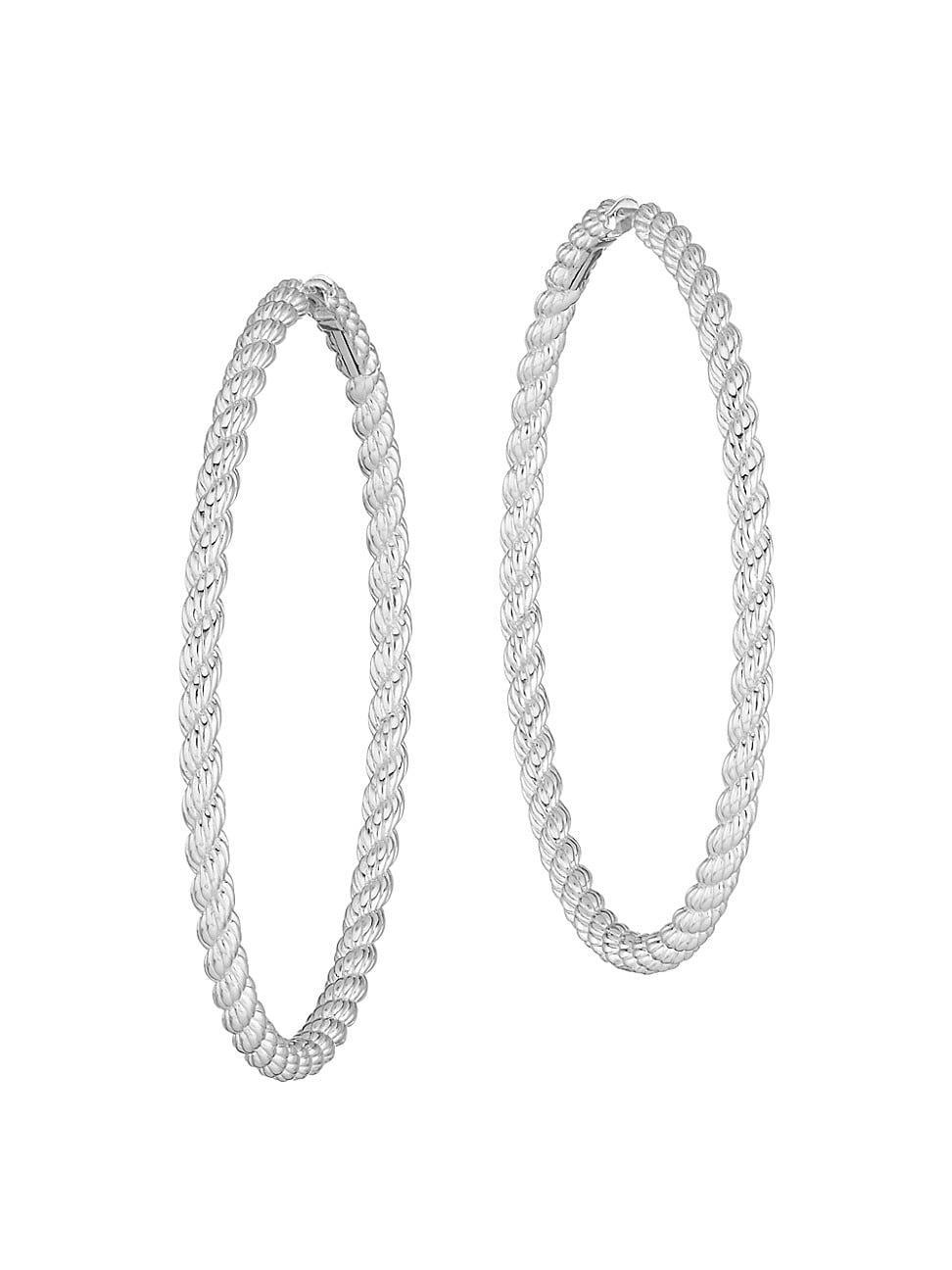 Womens Twist Sterling Silver Thin Hoop Earrings Product Image