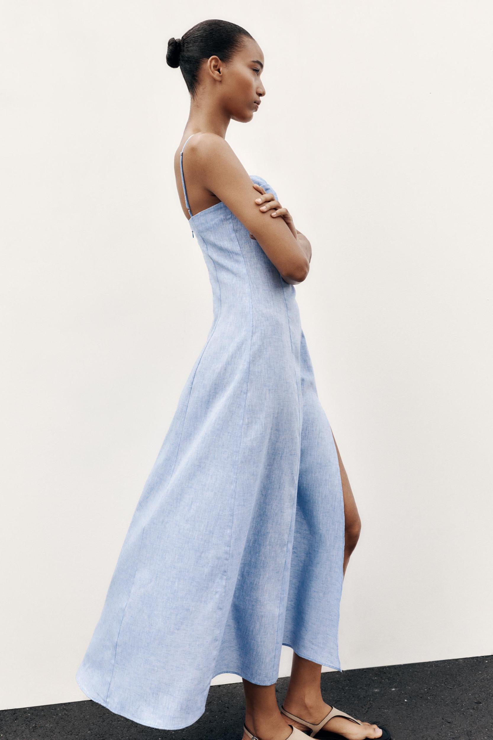 LINEN MIDI CORSET DRESS Product Image