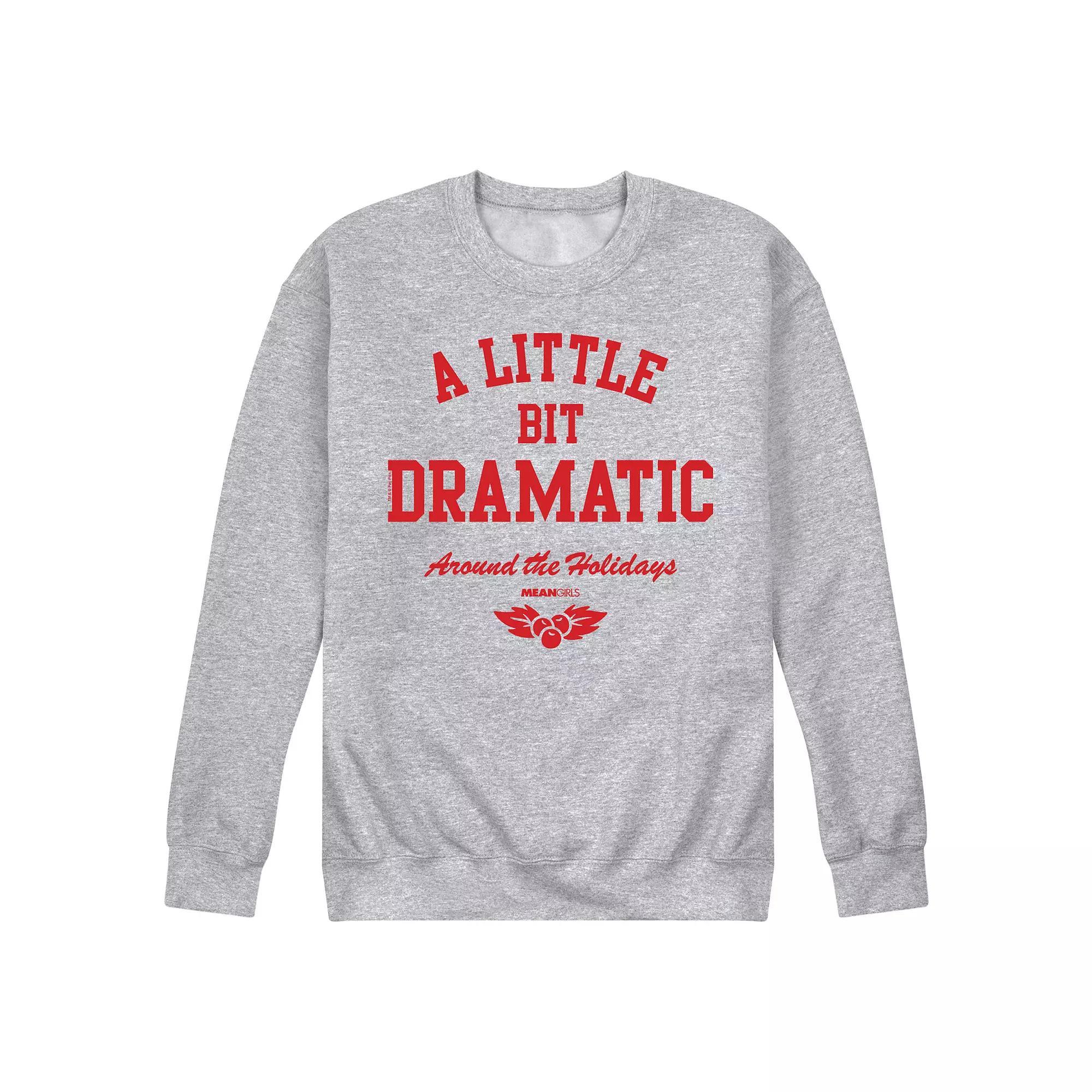 Men's Mean Girls Little Bit Dramatic Fleece Sweatshirt, Size: Large, Grey Gray Product Image