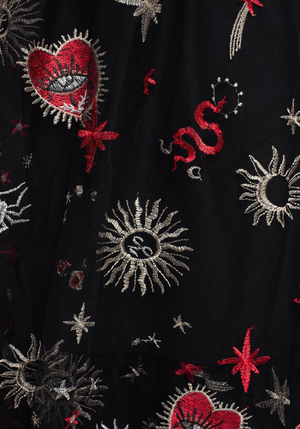 Bloodlust Embroidered Corset Midi Dress Product Image