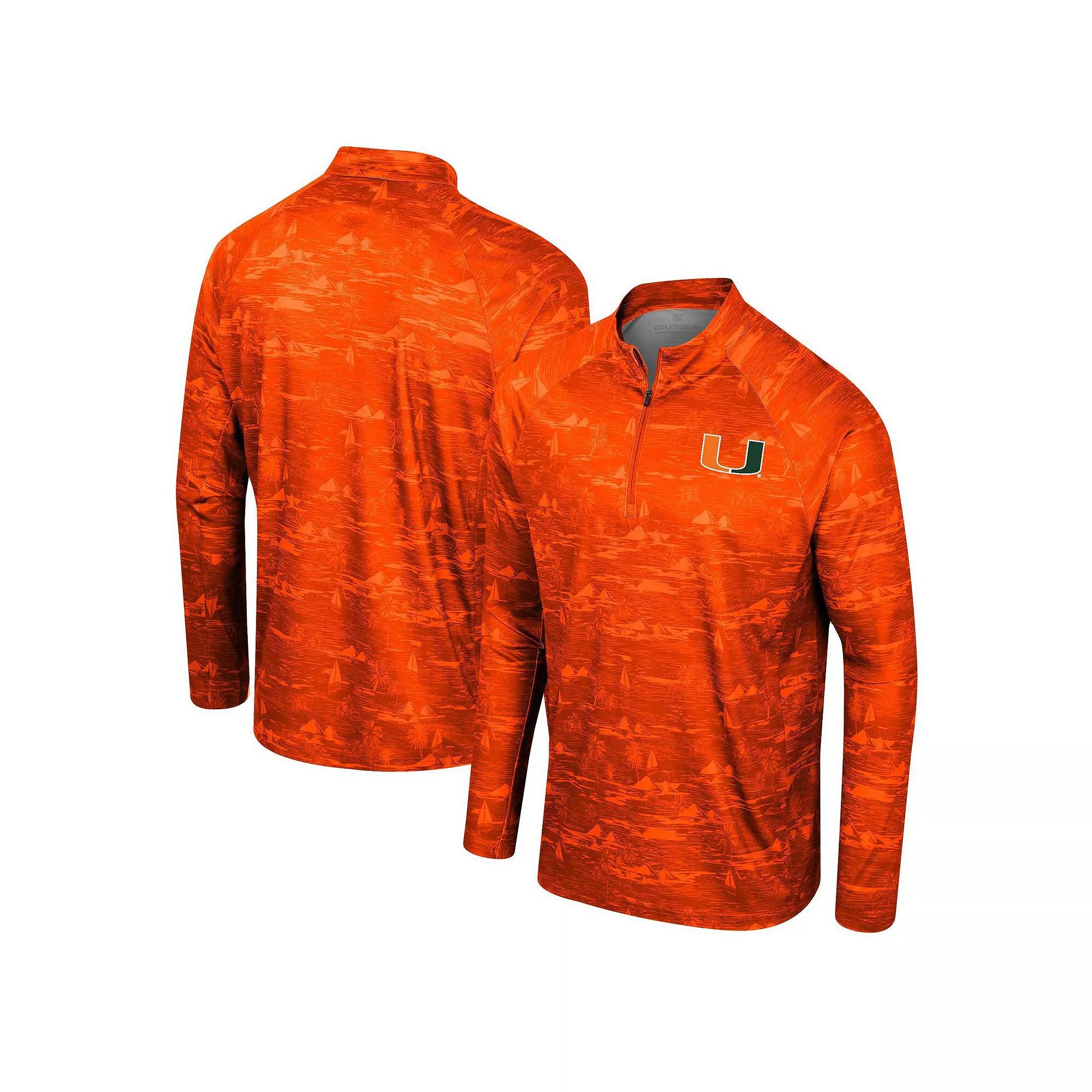 Men's Colosseum Orange Miami Hurricanes Carson Raglan Quarter-Zip Jacket,  Product Image