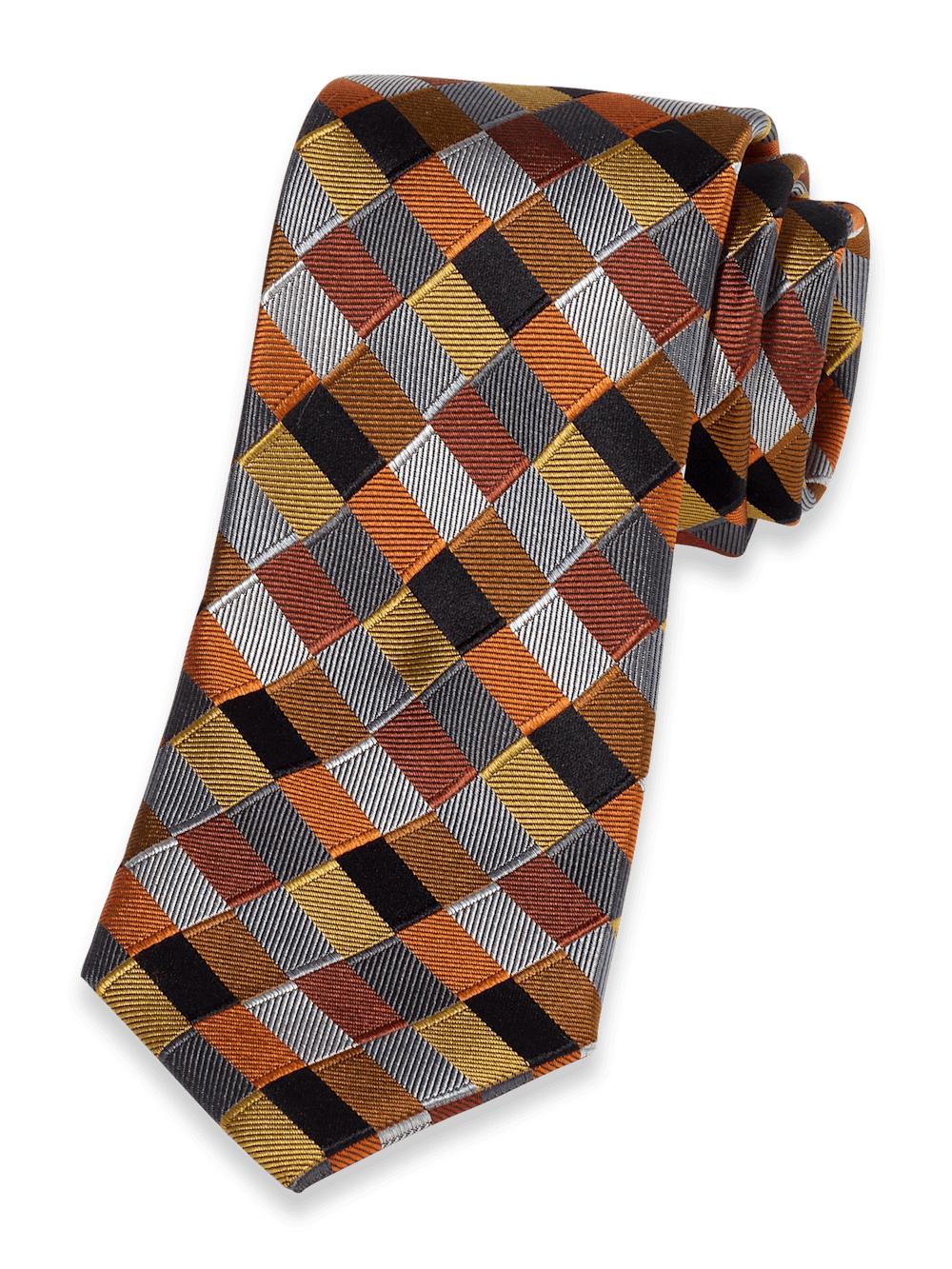 Geometric Woven Silk Tie - Multi Product Image