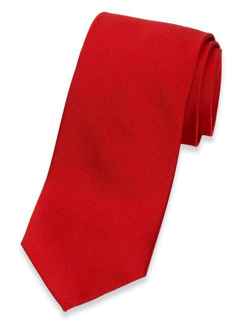 Solid Twill Woven Silk Tie - Red Product Image