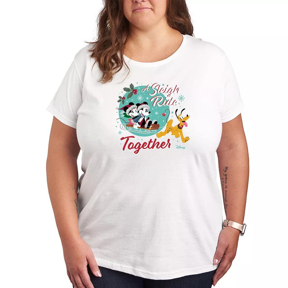 Disney's Mickey and Minnie Mouse Plus Sleigh Ride Together Graphic Tee, Women's,  Product Image