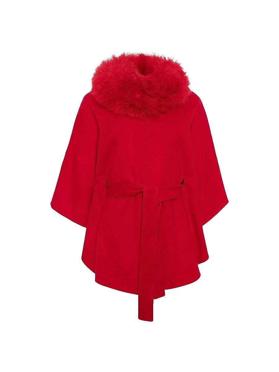 Womens Select Wool Belted Cape with Select Lamb Collar Product Image