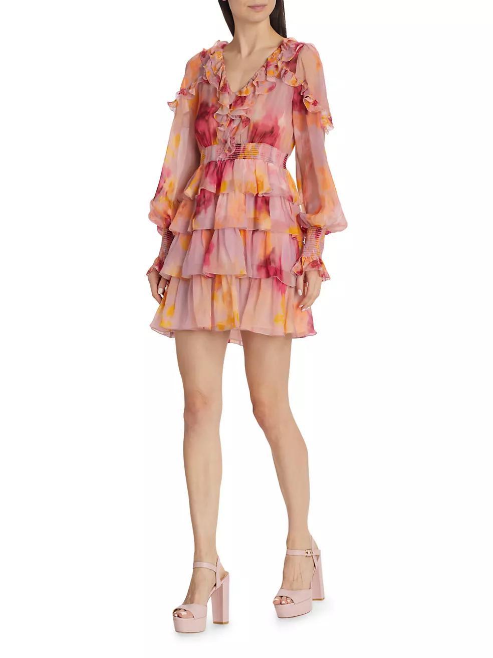 Orchid Smocked Ruffled Minidress Product Image