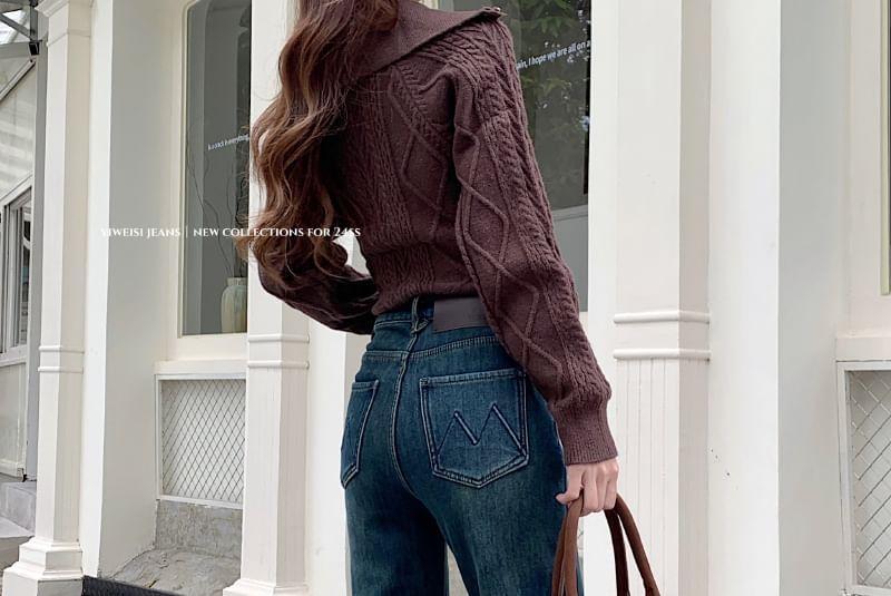 High Waist Washed Bootcut Jeans Product Image