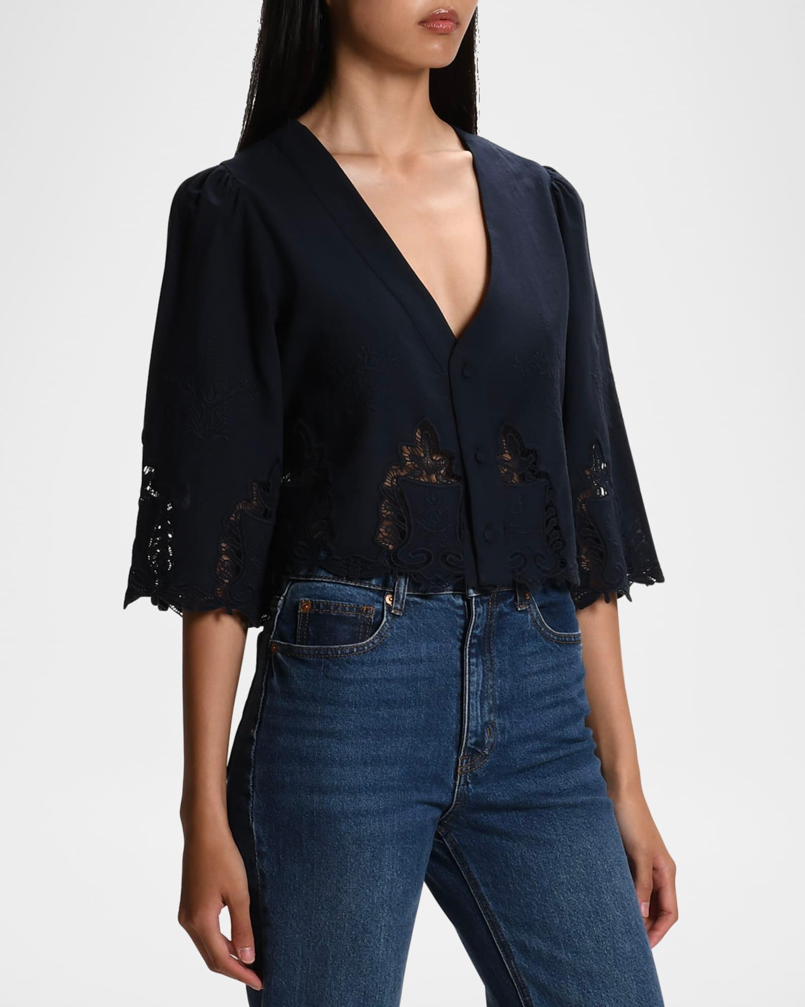 The Lady Lace-Trim Buttoned Shirt Product Image
