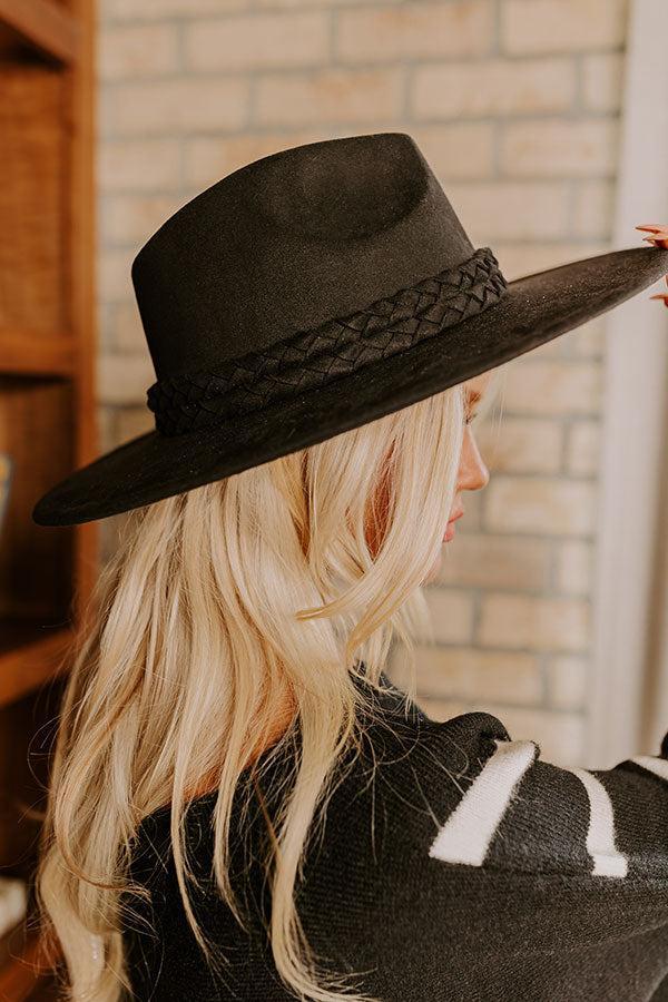 Fall Dreams Faux Suede Fedora in Black Product Image