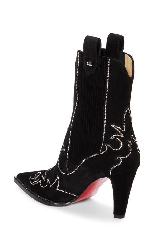 CHRISTIAN LOUBOUTIN Santia Crystal Beaded Western Boot In Black Product Image