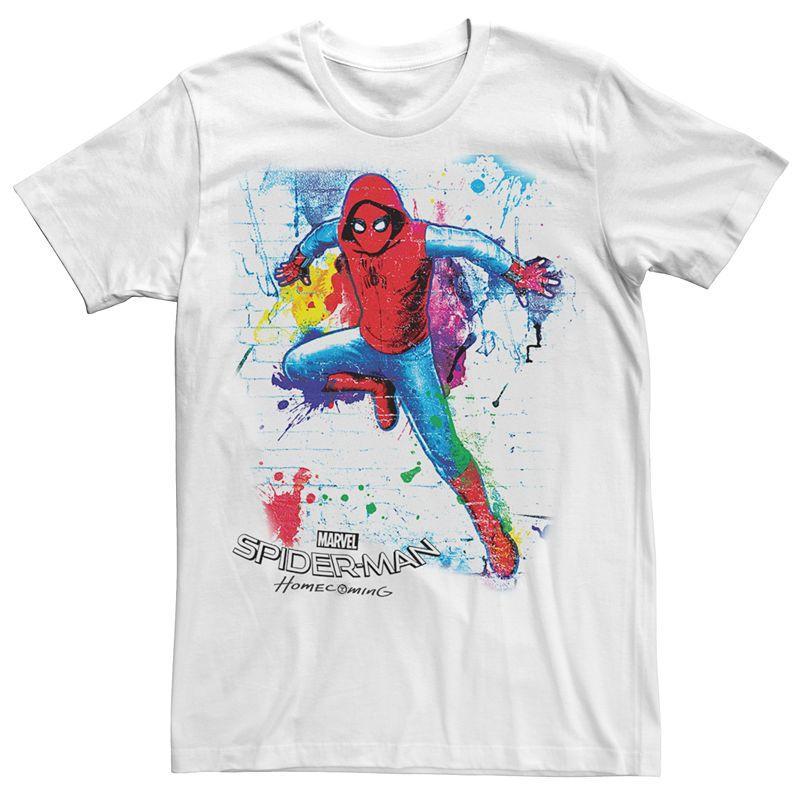 Men's Spider-Man Wall Hang Paint Splatter Tee, Size: XL, White Product Image