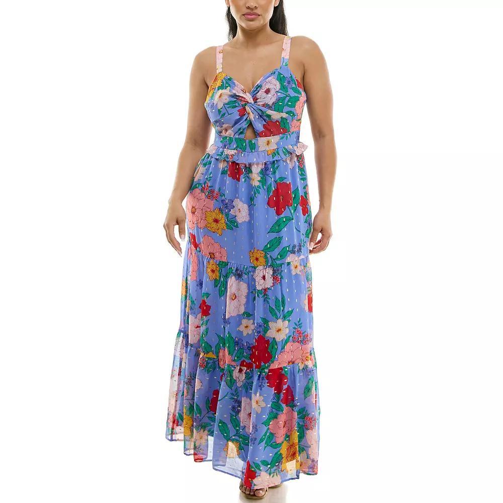 Women's Nina Leonard Tiered Floral Chiffon Dress,  Product Image