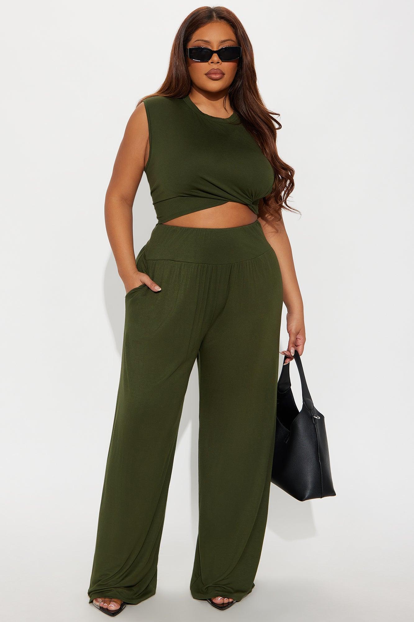 Charlotte Rayon Pant Set - Olive Female Product Image