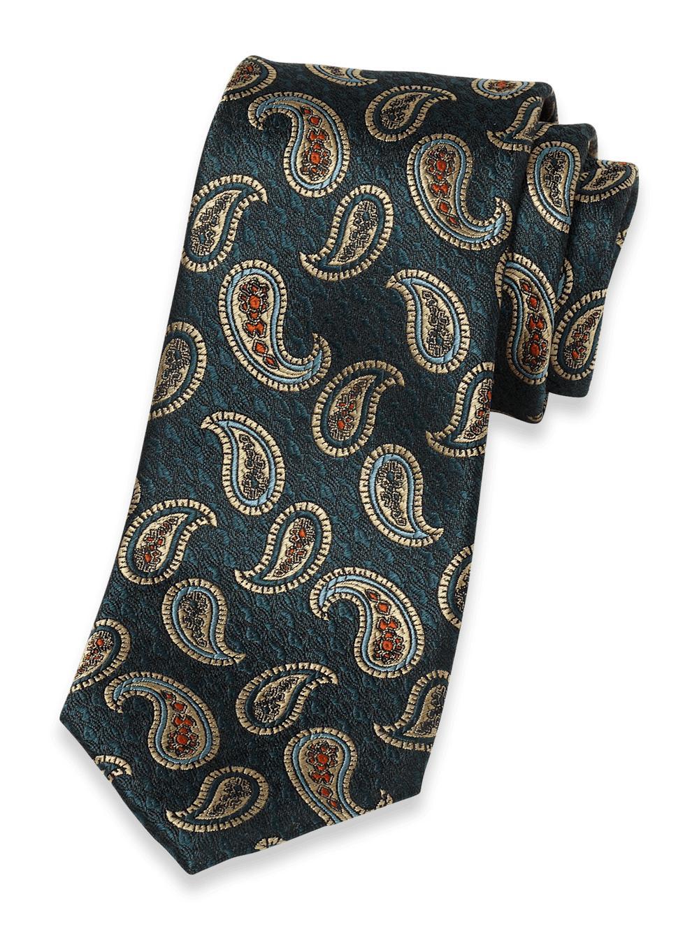 Paisley Woven Silk Tie - Green Product Image