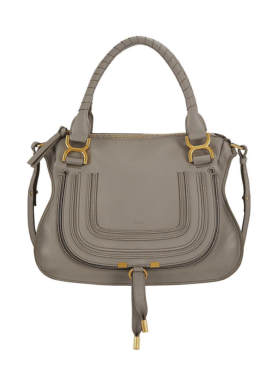 Marcie Medium Double Carry Satchel Bag in Grained Leather Product Image