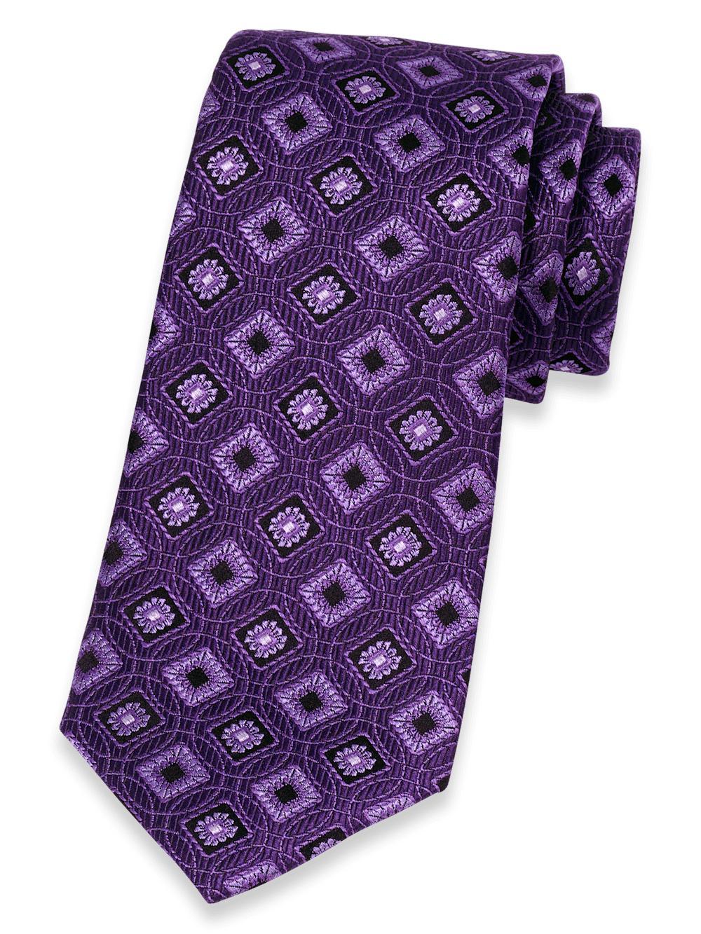 Medallion Woven Silk Tie - Purple Product Image