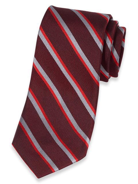 Stripe Woven Silk Tie - Red/grey Product Image