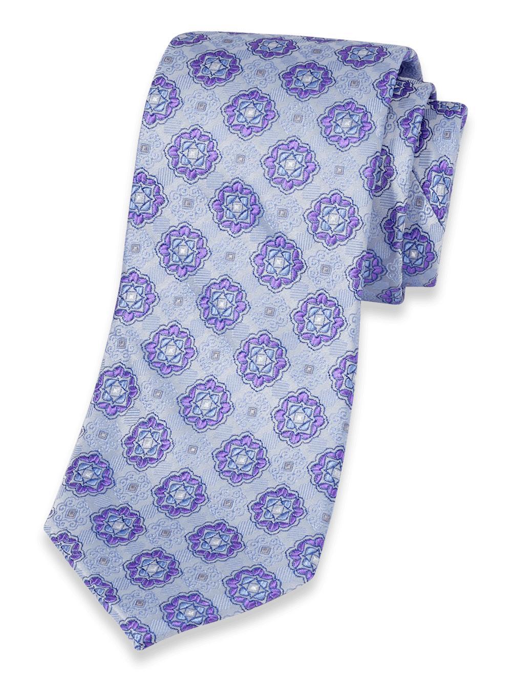 Medallion Woven Silk Tie - Purple Product Image