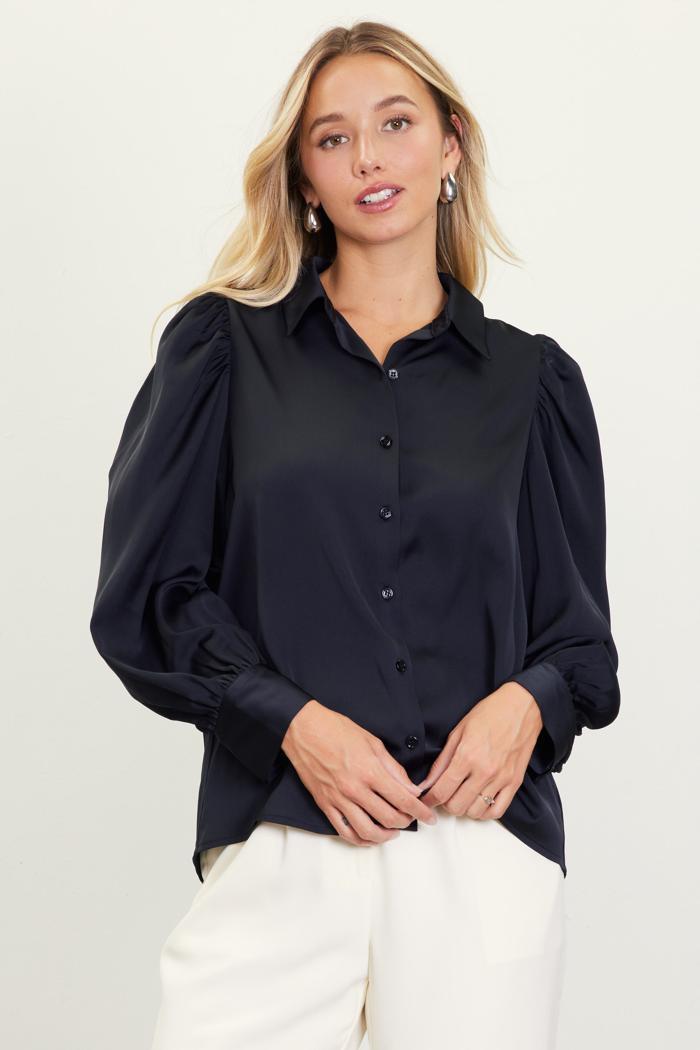 Long Sleeve Puff Shoulder Blouse Product Image