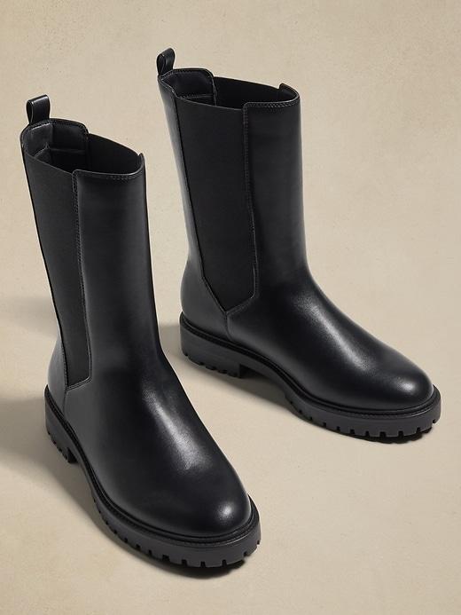 Vegan Leather Tall Shaft Chelsea Boot Product Image