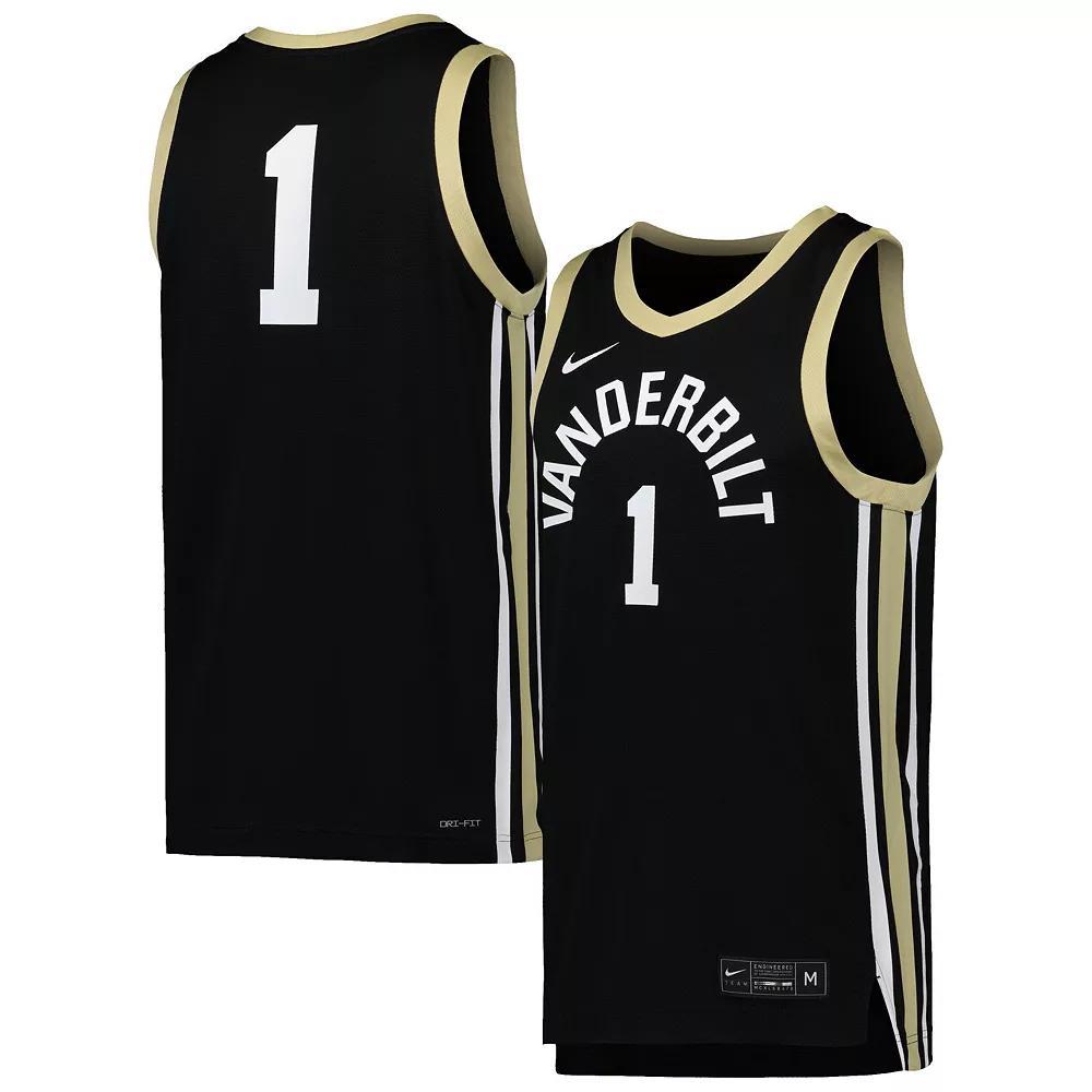 Men's Nike #1 Black Vanderbilt Commodores Replica Basketball Jersey, Size: Small Product Image