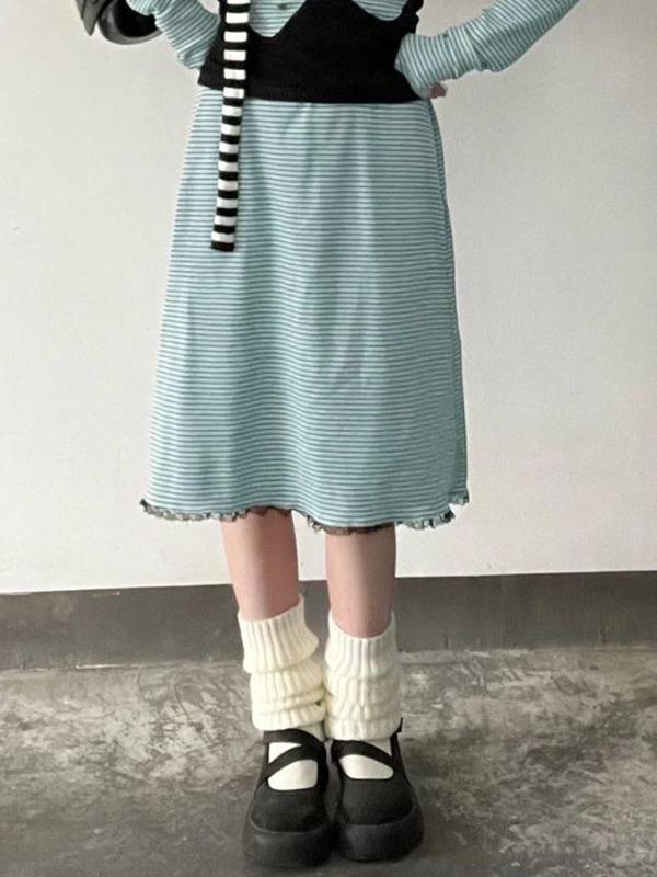 Contrast Striped Mini Skirt Product Image