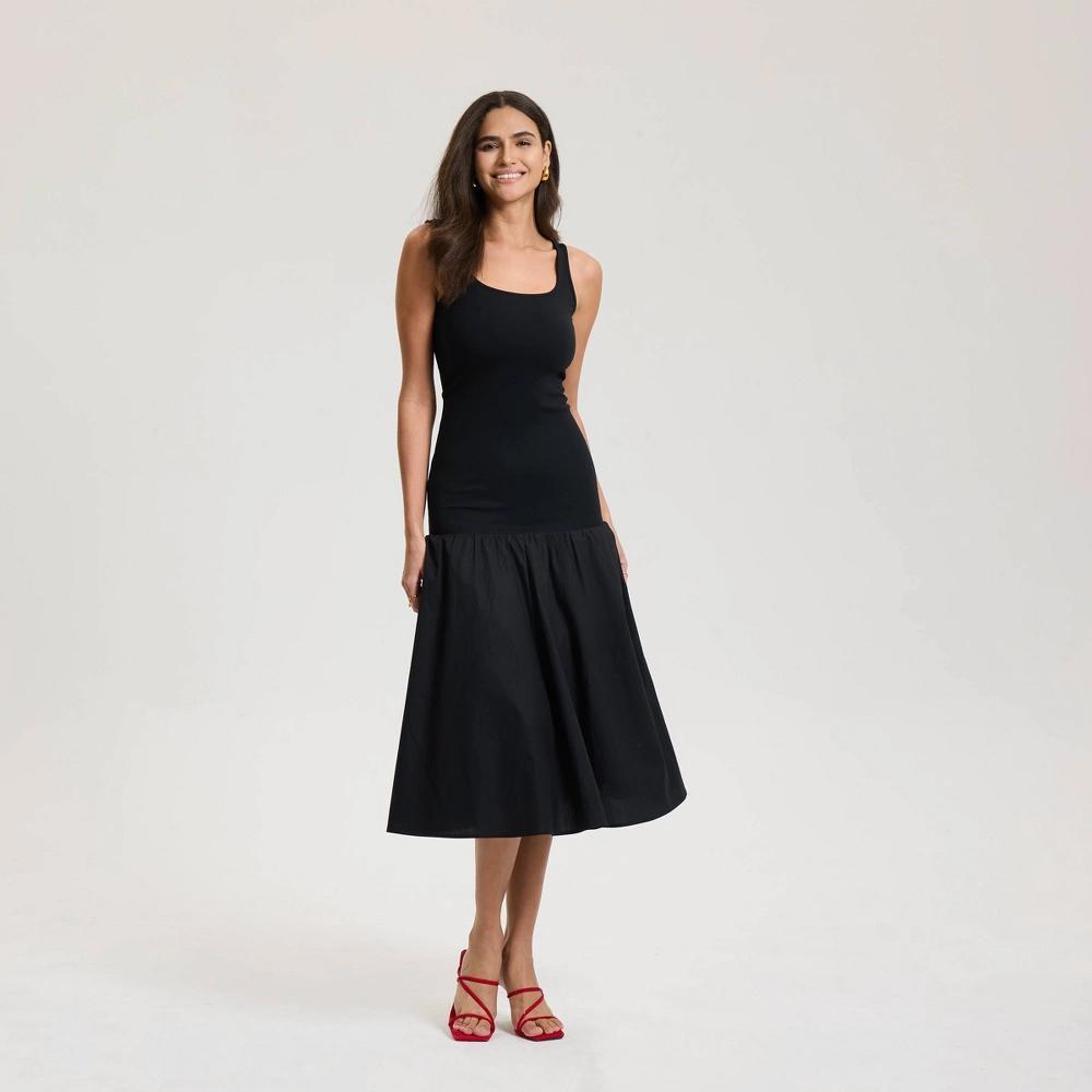 Womens Drop Waist Knit Maxi Dress - A New Day Black L Product Image