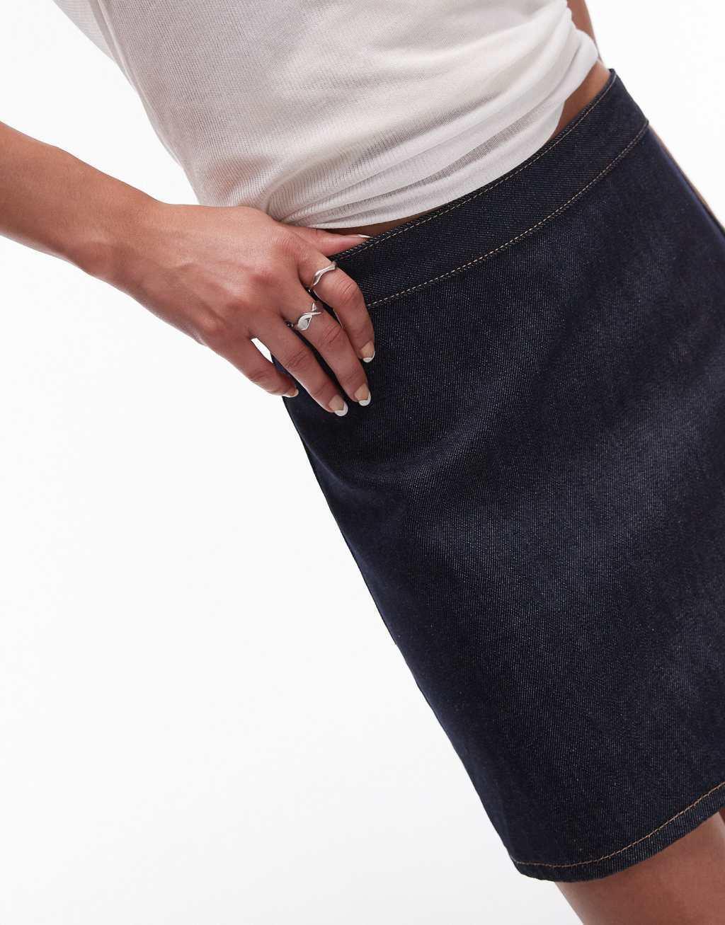 Topshop denim Aline skirt in raw indigo Product Image