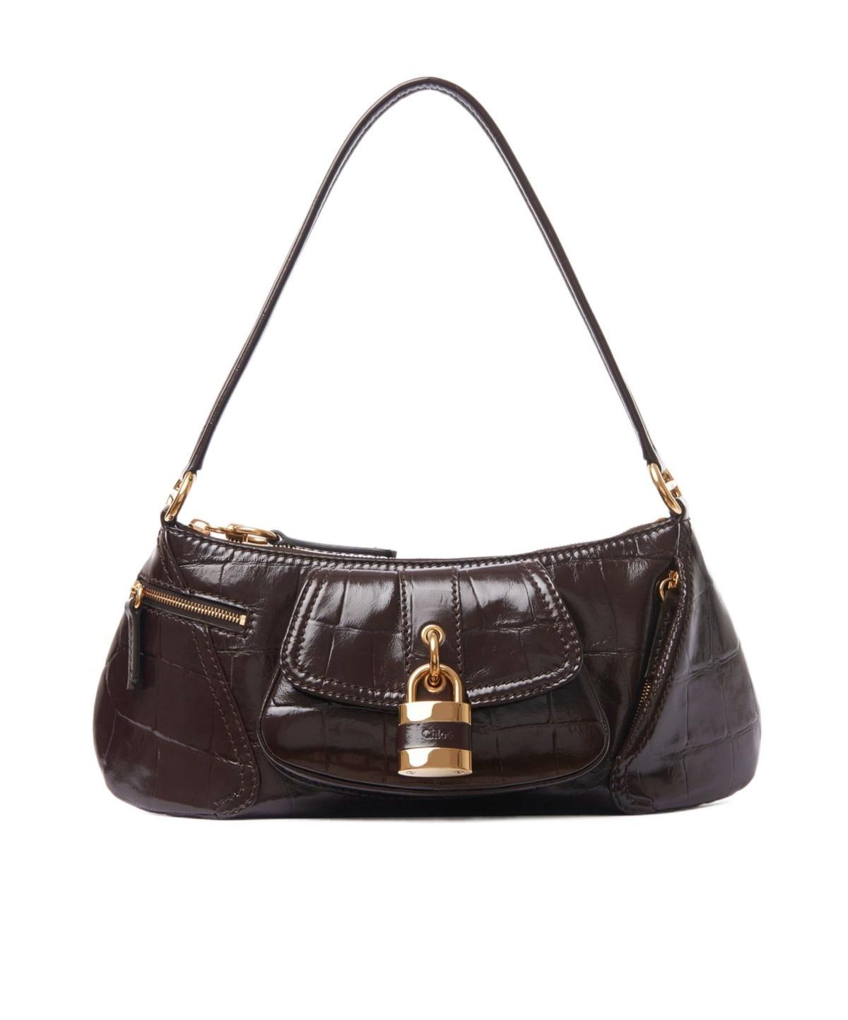 CHLOÉ The 99 Shoulder Bag In Croc-embossed Calfskin In Brown Product Image