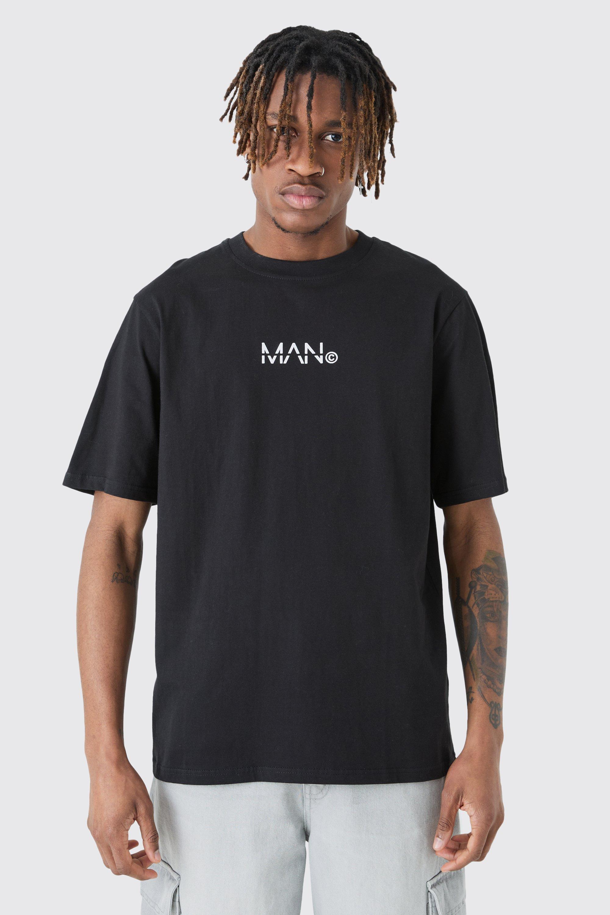 Mens Black Tall Original Man Print T-shirt, Black Product Image