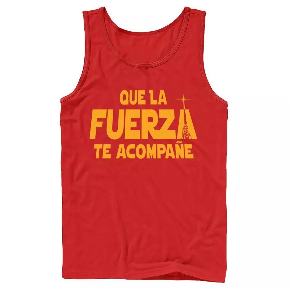 Men's Star Wars Que La Fuerza Te Acompane Yellow Text Tank Top,  Product Image