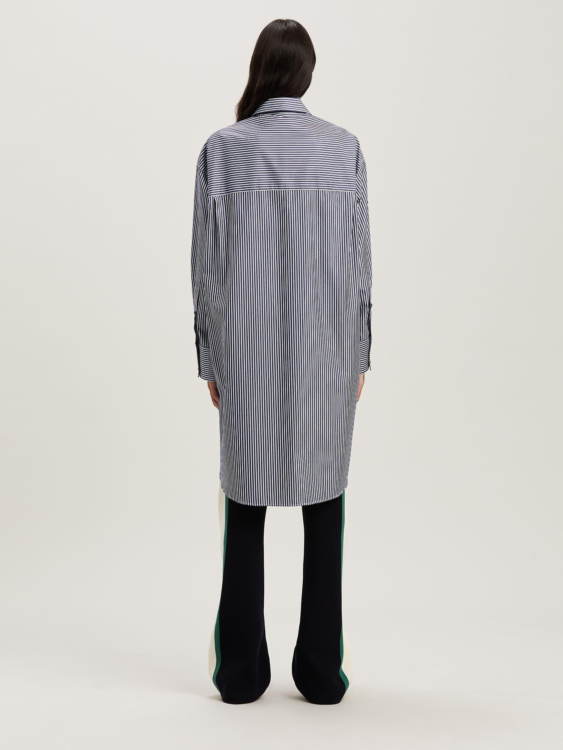 CURVED LOGO STRIPE SHIRTDRESS NAVY BLUE Product Image