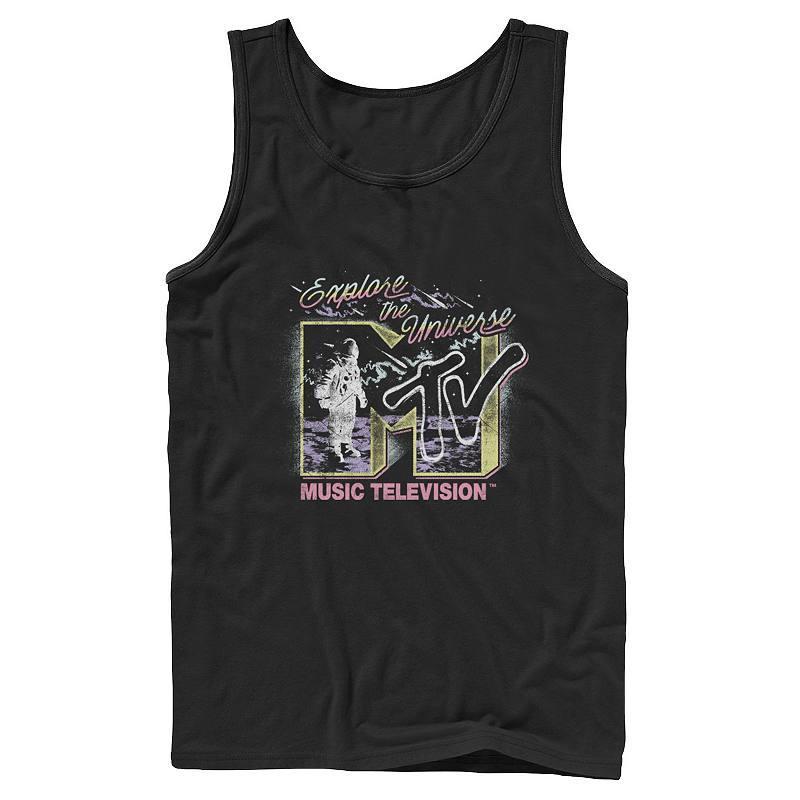 Men's MTV Music Television Explore The Universe Logo Tank Top, Boy's, Size: XL, Black Product Image