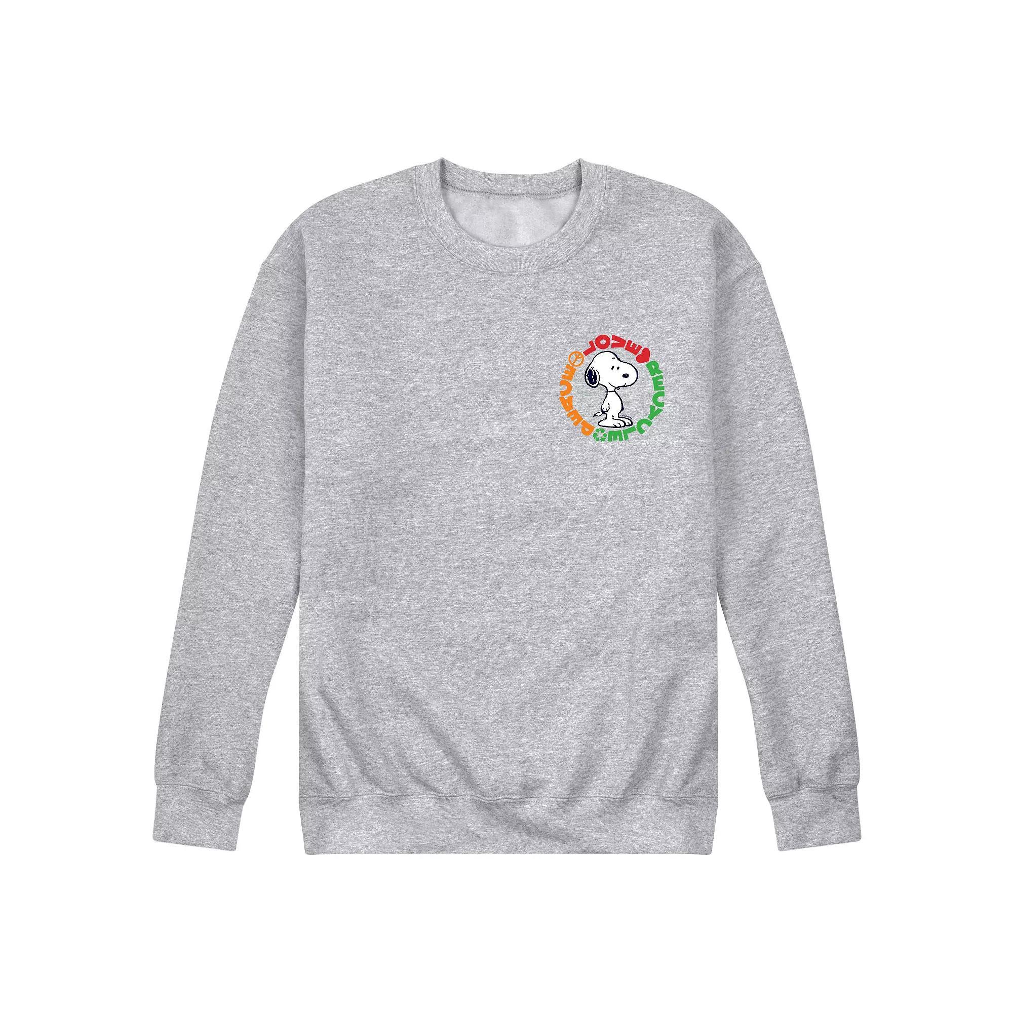 Men's Peanuts Love Peace Recycle Sweatshirt,  Product Image