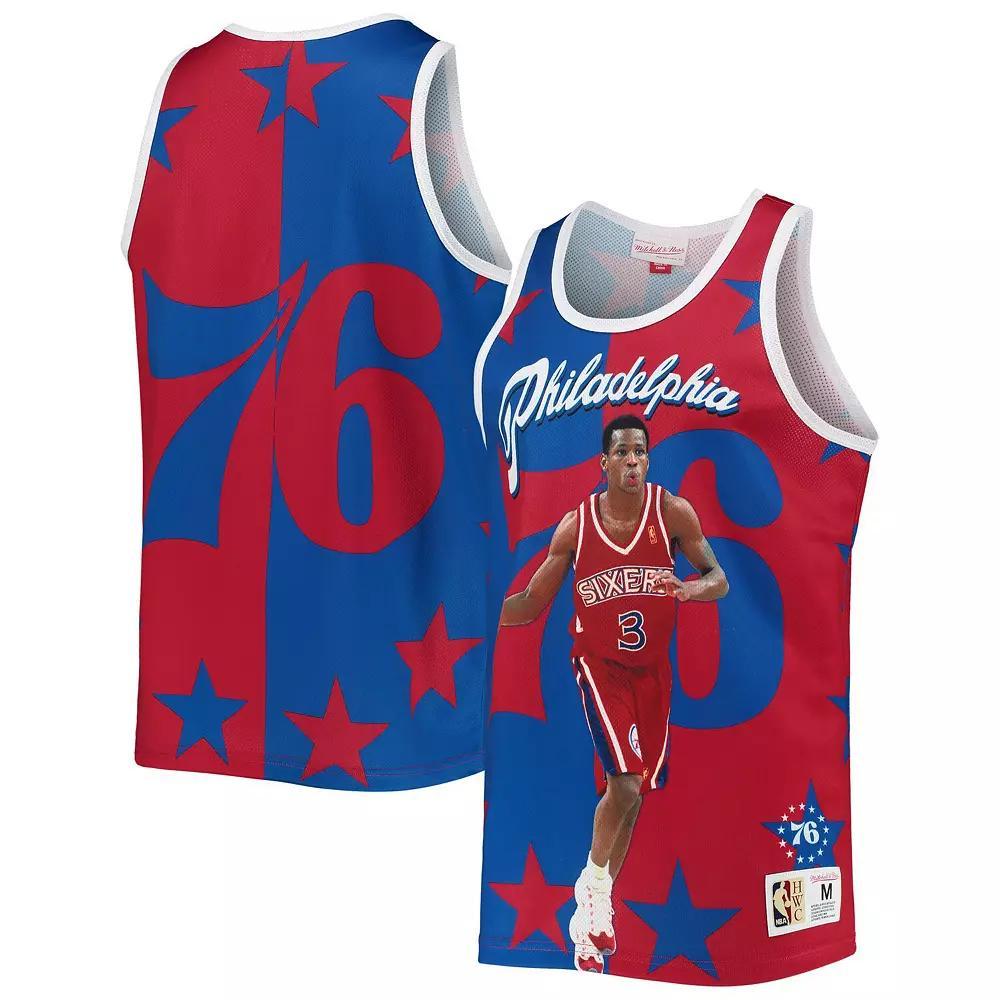 Mens Mitchell & Ness Allen Iverson Royal and Red Philadelphia 76ers Sublimated Player Tank Top - Royal Product Image