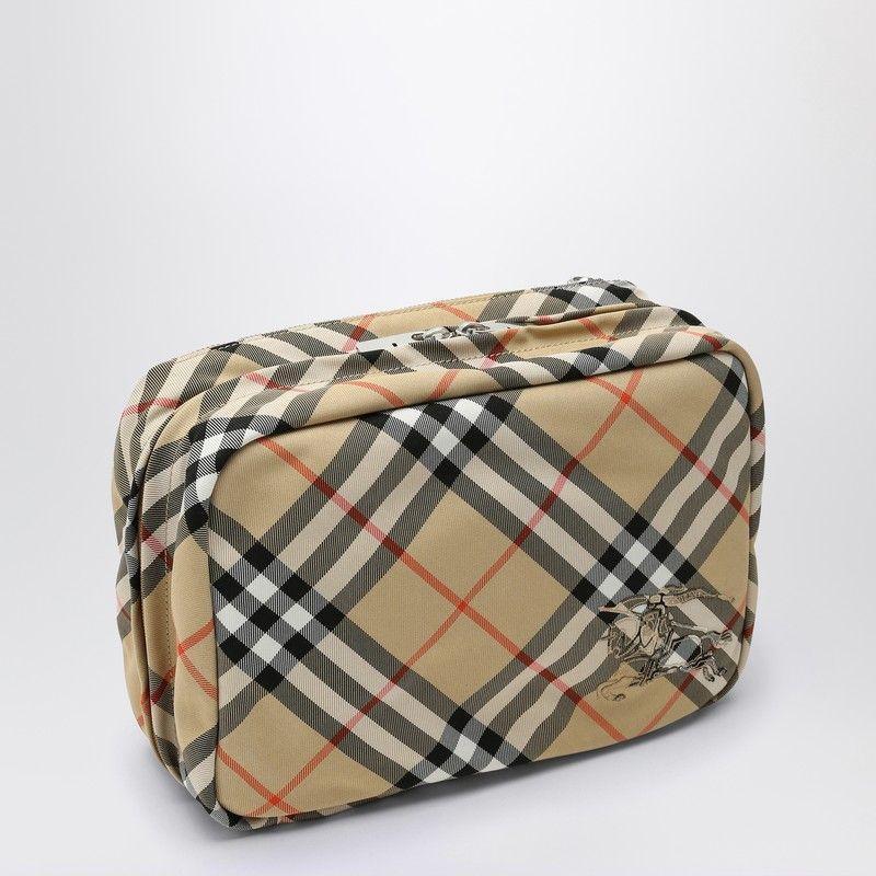 Check Travel Pouch In Beige Product Image