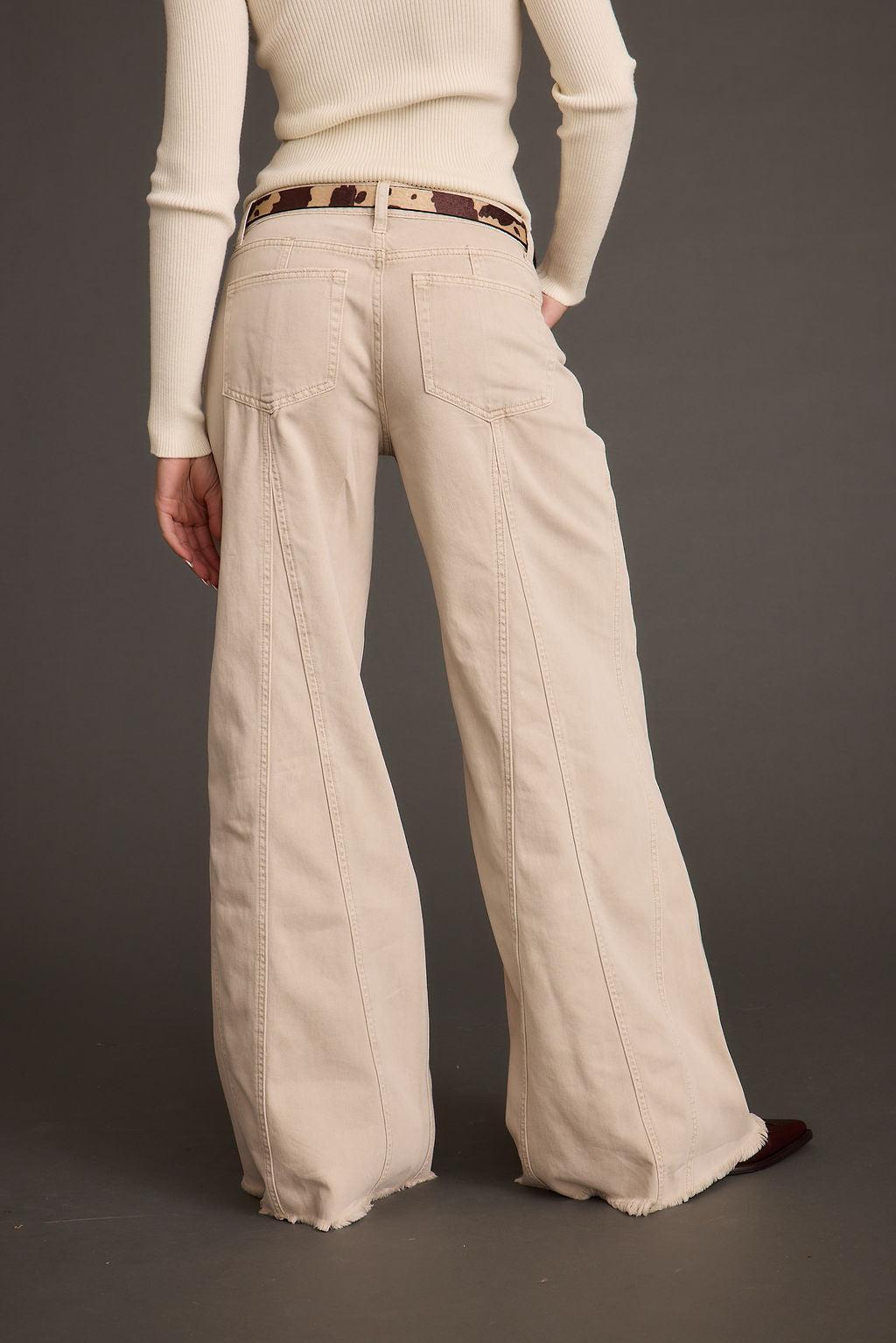 Sierra Beige Low Rise Wide Leg Jean Product Image