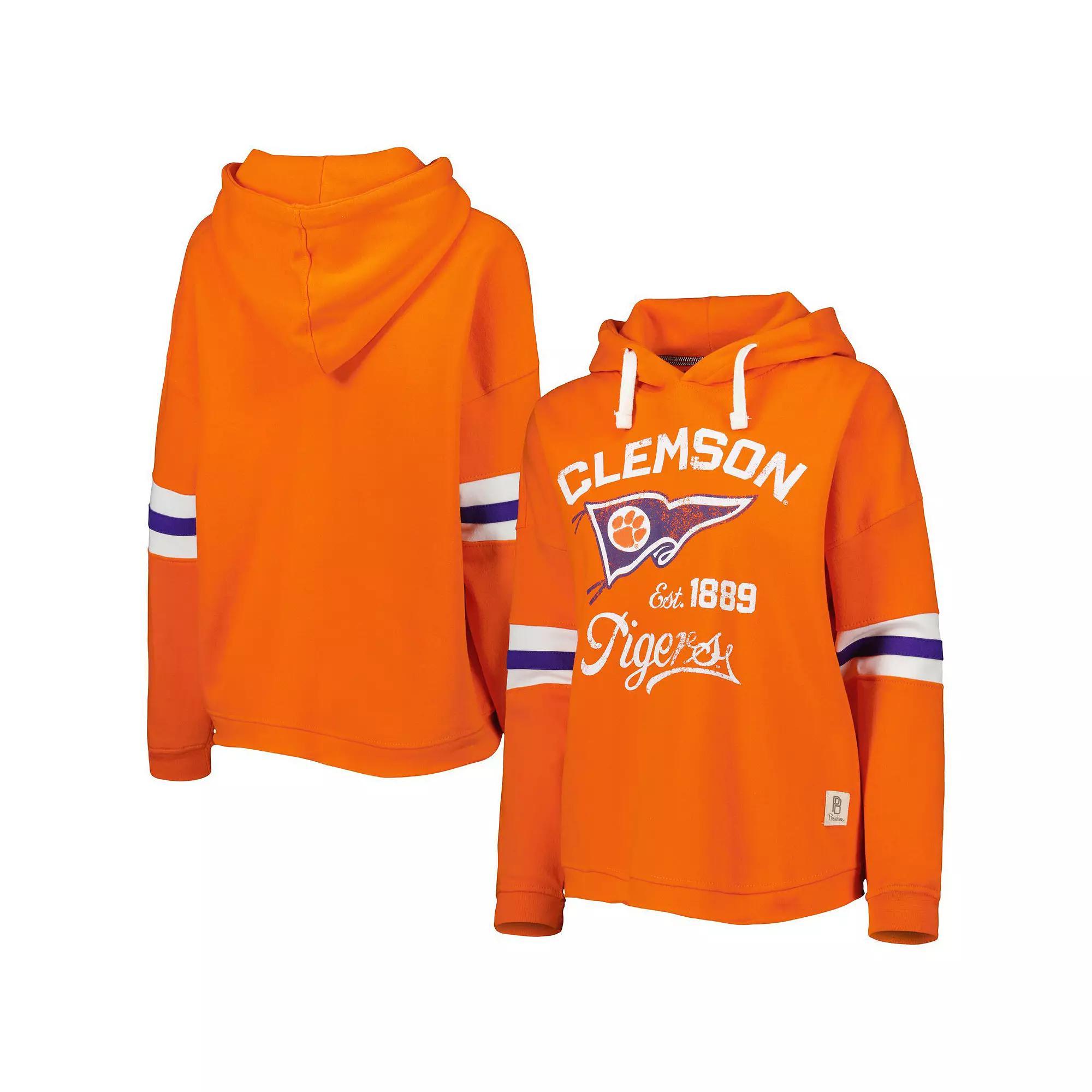 Women's Pressbox Orange Clemson Tigers Super Pennant Pullover Hoodie,  Product Image