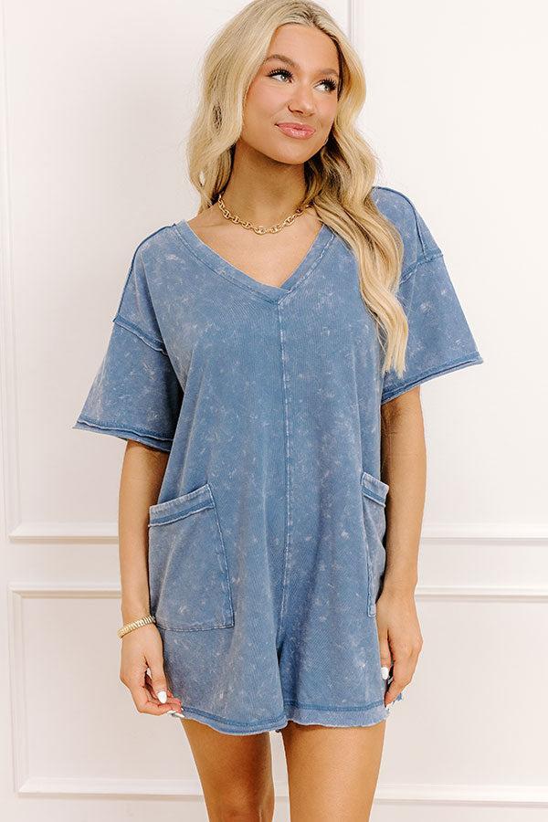 Easy To Style Vintage Wash Romper in Blue Product Image