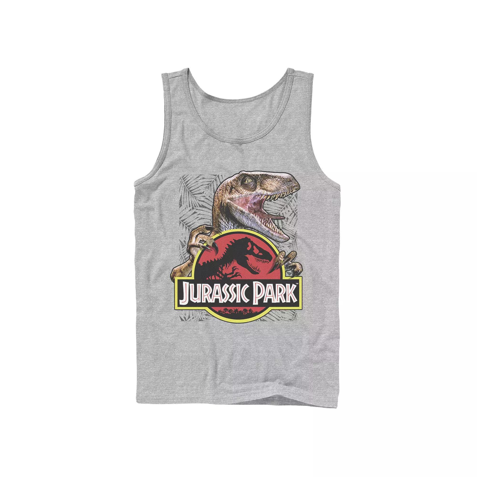 Men's Jurassic Park Raptor Holding Colored Logo Tank Top,  Product Image