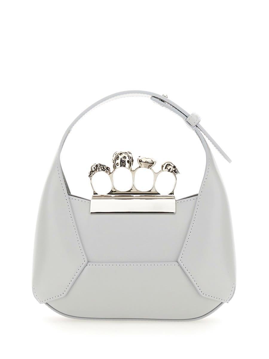 ALEXANDER MCQUEEN Jewelled Mini Hobo Bag In Grey Product Image