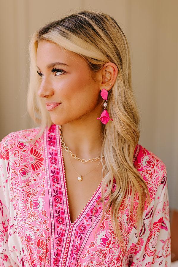 Chic And Sincere Earrings In Fuchsia Product Image