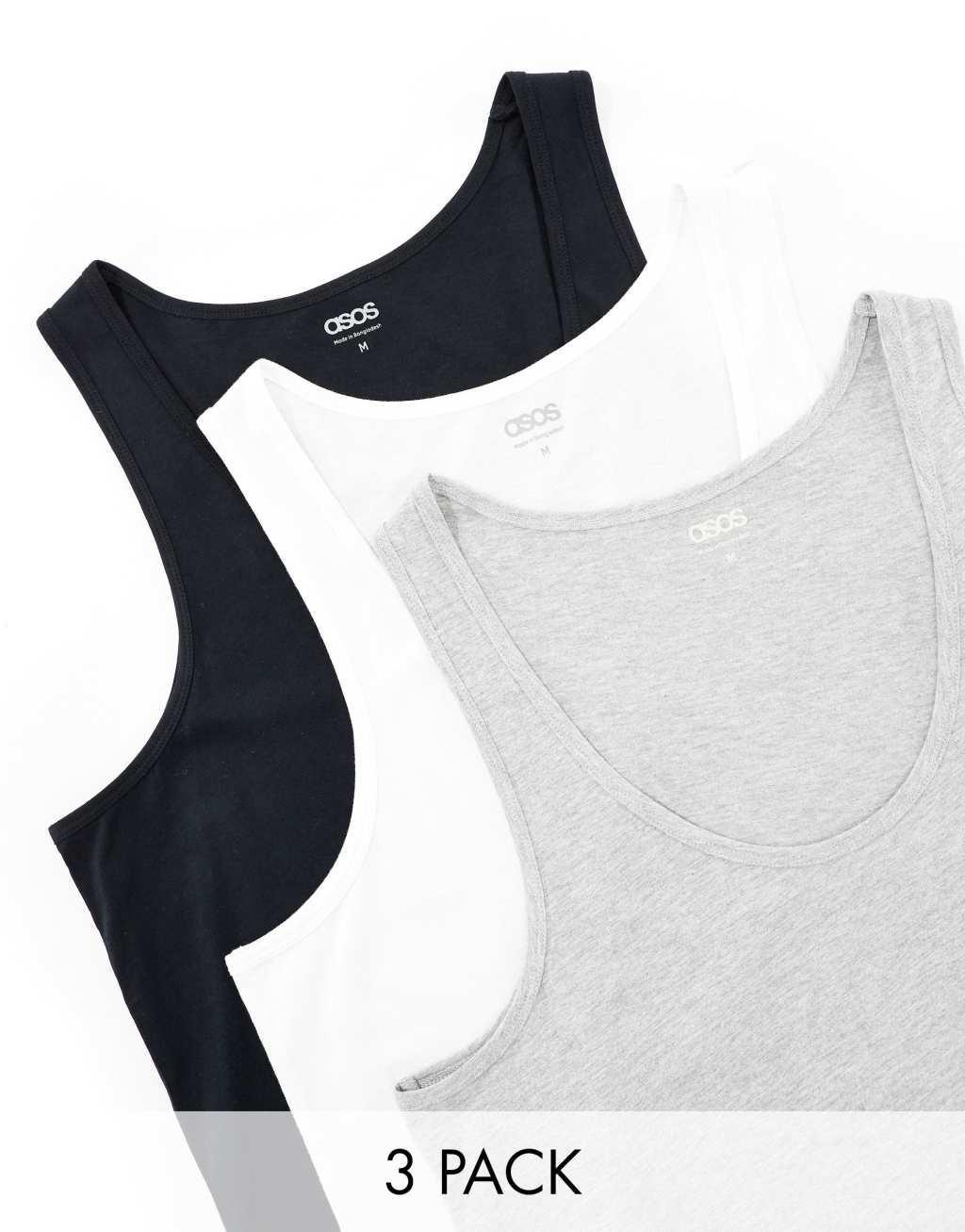 ASOS DESIGN 3 pack tank top in multiple colors Product Image