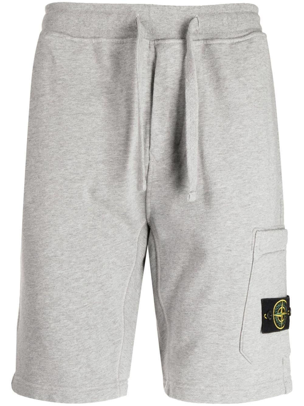 STONE ISLAND Compass-badge Cotton Bermuda Shorts In Gray Product Image