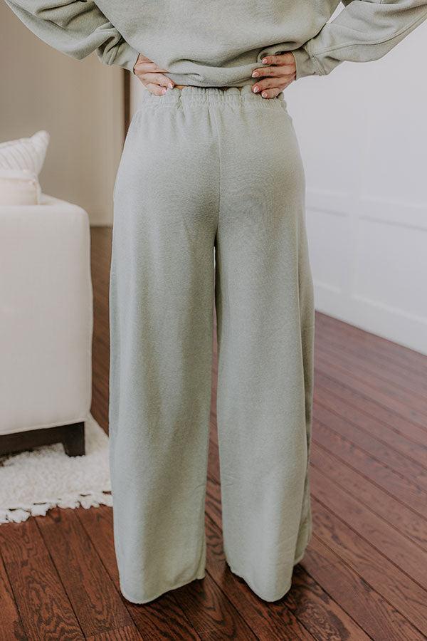 Cozy Lifestyle High Waist Vintage Wash Pants in Sage Product Image