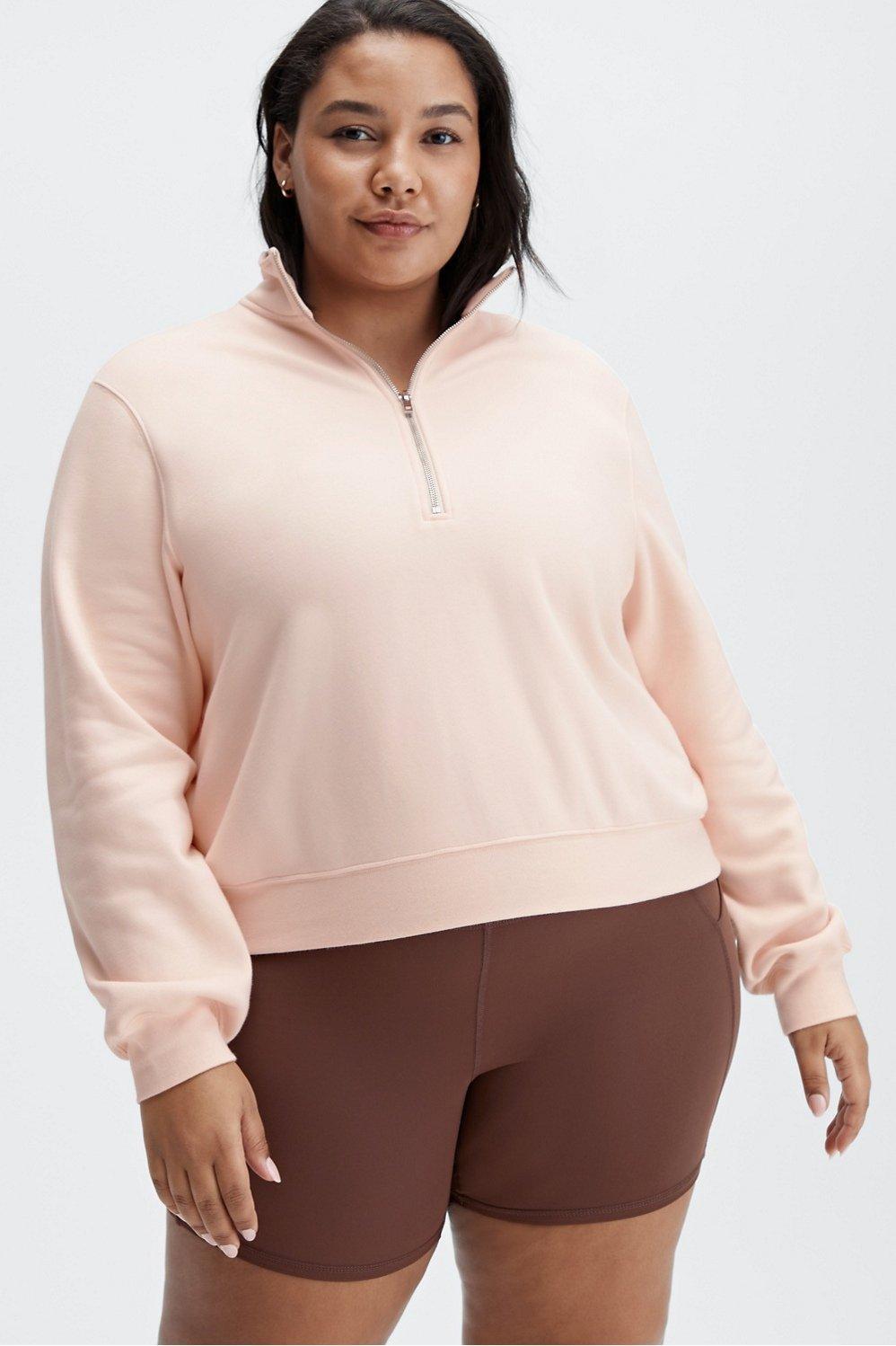 Fabletics Go-To Half Zip Crewneck Womens Sand plus Size 4X Product Image