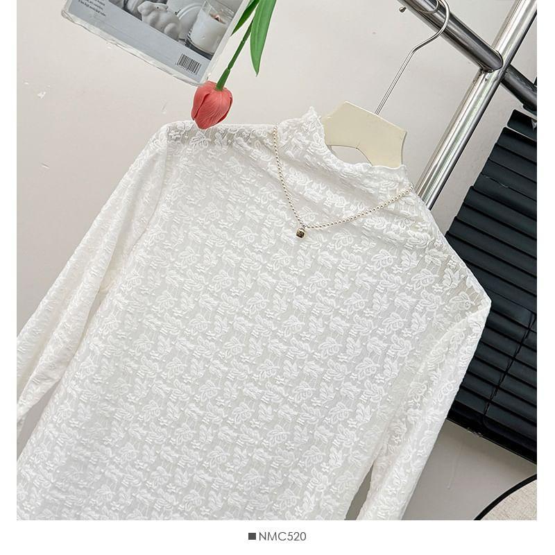 Mock-Neck Lace Top Product Image