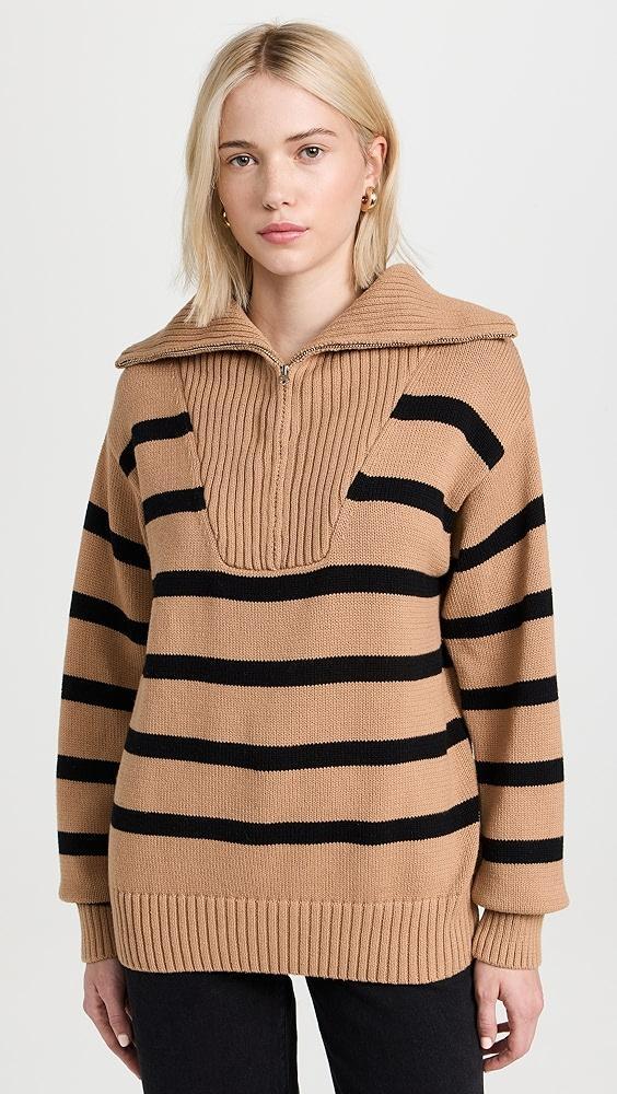 English Factory Striped Knit Zip Pullover | Shopbop Product Image