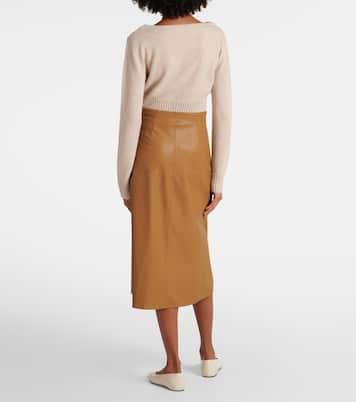 Max Mara Scilli Coated Jersey Midi Skirt in Tobacco Product Image